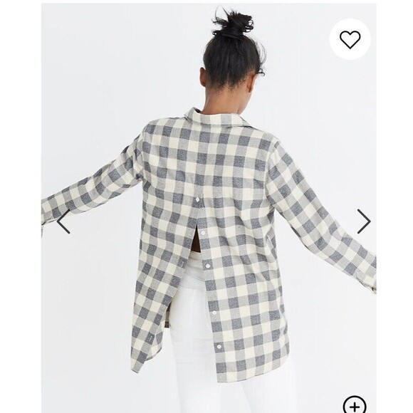 NWT Madewell Classic Ex-Boyfriend Button-Back Shirt/Buffalo Check/SMALL H3267 - Picture 2 of 7